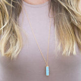 LONG STONE PENDANT NECKLACE (TURQUOISE or LAPIZ)