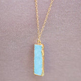 LONG STONE PENDANT NECKLACE (TURQUOISE or LAPIZ)
