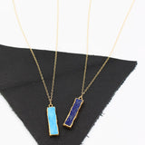 LONG STONE PENDANT NECKLACE (TURQUOISE or LAPIZ)