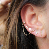 DOUBLE STUD CHAIN EARRING