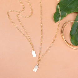 mini link tag necklace gold
