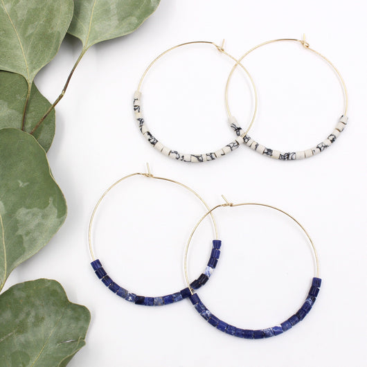 SKY BEADED HOOPS