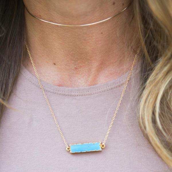 Turquoise bar necklace gold hotsell