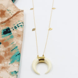 WHITE CRESCENT HORN NECKLACE